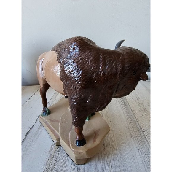 Vintage ceramic buffalo bison statue figurine unique large - Picture 6 of 10